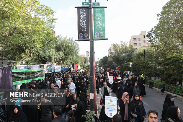 مراسم راهپیمایی جاماندگان اربعین حسینی در تهران صبح امروز چهارشنبه ۱۵ شهریور ۱۴۰۲ مصادف با اربعین حسینی (ع) از میدان امام حسین (ع) به سمت حرم عبدالعظیم حسنی (ع) با حضور عزاداران و عاشقان اهل بیت (ع) در حال برگزاری است