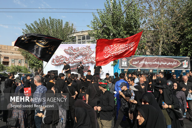 مراسم راهپیمایی جاماندگان اربعین حسینی در تهران صبح امروز چهارشنبه ۱۵ شهریور ۱۴۰۲ مصادف با اربعین حسینی (ع) از میدان امام حسین (ع) به سمت حرم عبدالعظیم حسنی (ع) با حضور عزاداران و عاشقان اهل بیت (ع) در حال برگزاری است