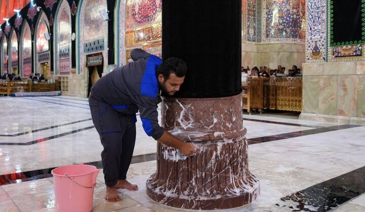حرم مطهر امام حسین (ع) شستوشو شد+ عکس و فیلم