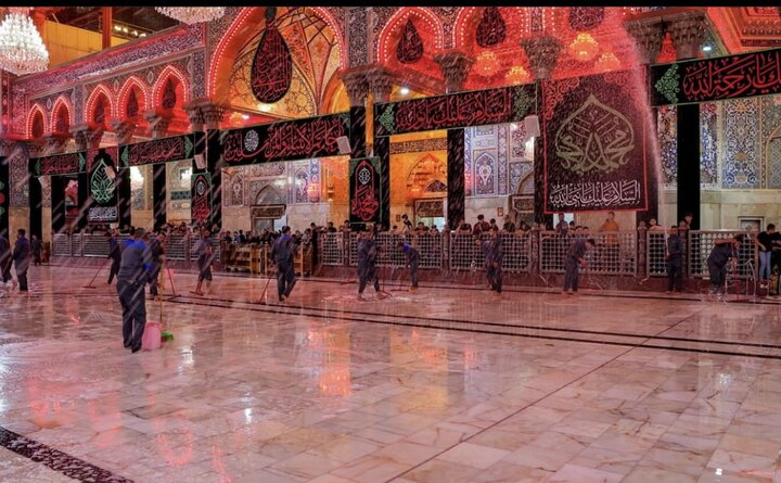 حرم مطهر امام حسین (ع) شستوشو شد+ عکس و فیلم