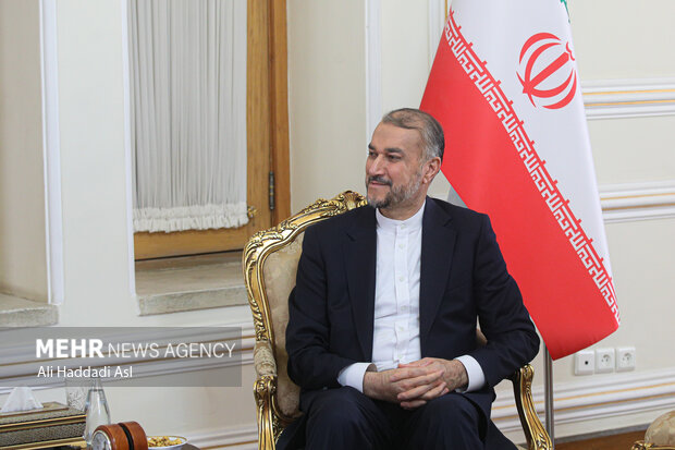حسین امیر عبدالهیان وزیر امور خارجه ایران در محل دیدار با  فواد حسین، وزیر امور خارجه عراق حضور دارد