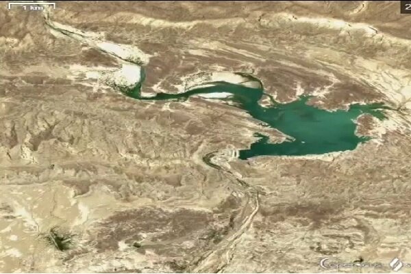 اولین تصویر ماهواره‌ای از آبگیری سد کهیر در سیستان و بلوچستان