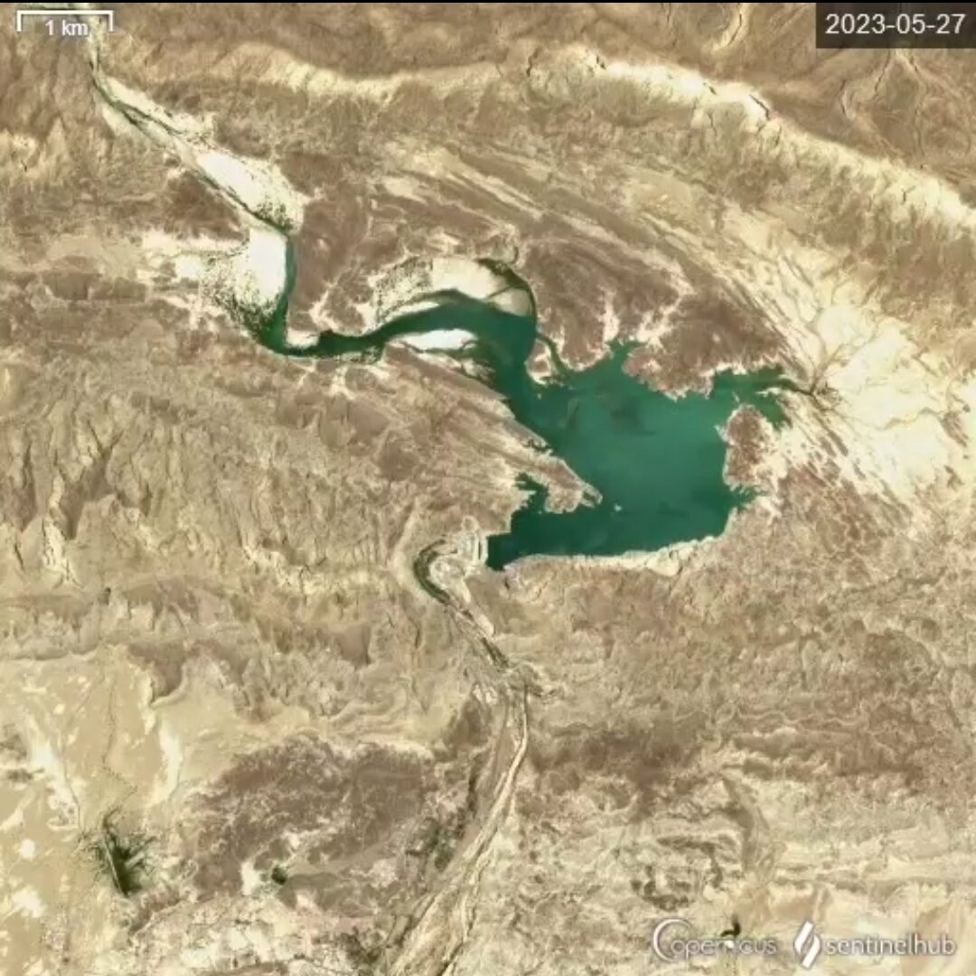 اولین تصویر ماهواره‌ای از آبگیری سد کهیر در سیستان و بلوچستان