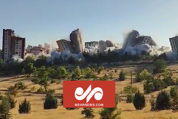 لحظه انفجار و تخریب ۹ ساختمان زلزله زده در ترکیه