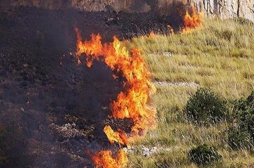 مهار آتش سوزی در ارتفاعات صعب‌العبور کبیرکوه آبدانان