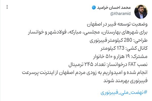 ۱۹ هزار خانوار در استان اصفهان به اینترنت پرسرعت متصل شدند
