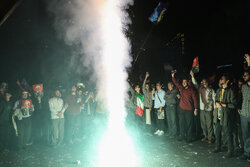 آسمان گرگان در جشن پیروزی «طوفان الاقصی» نور باران شد
