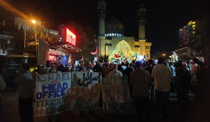 تجمع مردمی در تهران در حمایت از پیروزی مردم فلسطین + فیلم و عکس