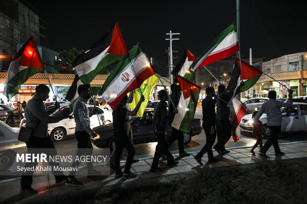 تجمع مردم اهواز در حمایت از پیروزی مردم فلسطین