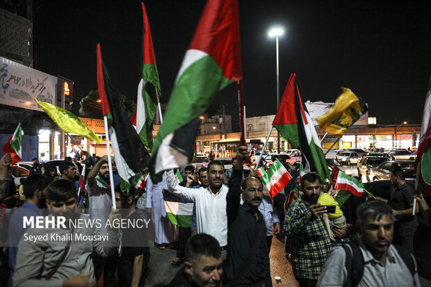 تجمع مردم اهواز در حمایت از پیروزی مردم فلسطین
