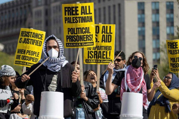 واشنگٹن میں غزہ کے حق میں اور اسرائیل کے خلاف احتجاج