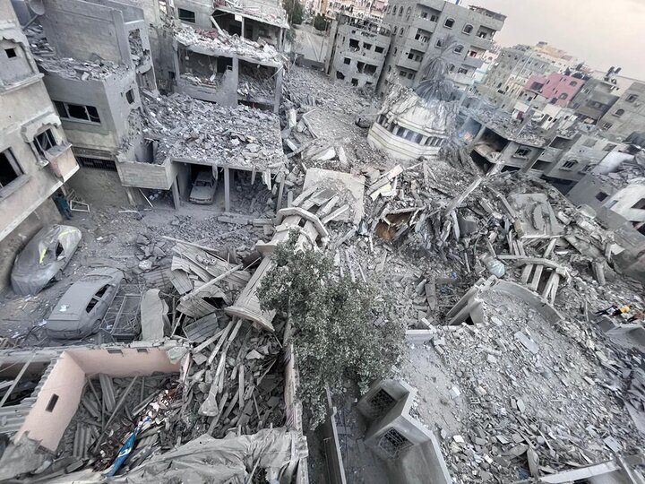 محو یک محله نوار غزه بر اثر بمباران شدید جنگنده‌های صهیونیستی 