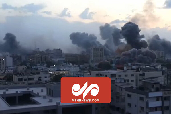 تصاویری از بمباران مناطق مختلف شهر غزه توسط رژیم صهیونیستی
