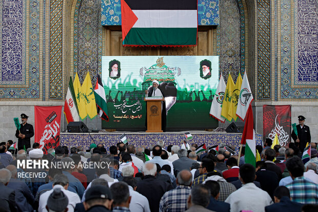 اجتماع همبستگی با جبهه مقاومت فلسطین در حرم مطهر رضوی