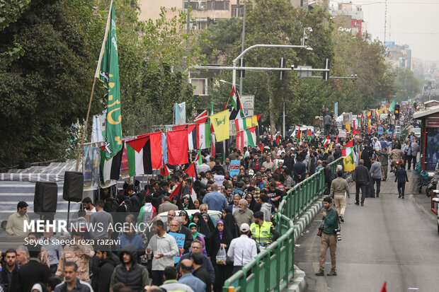 Pro-Palestine and anti Israeli atrocities rally in Tehran