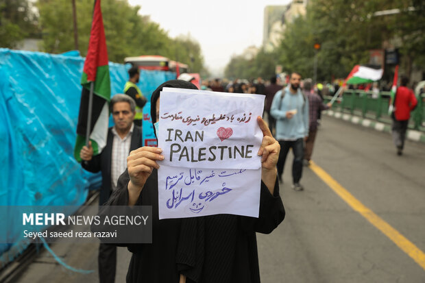 Pro-Palestine and anti Israeli atrocities rally in Tehran