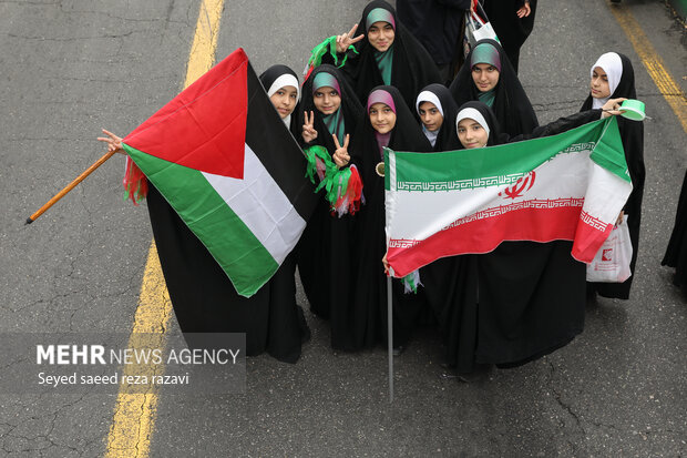 Pro-Palestine and anti Israeli atrocities rally in Tehran