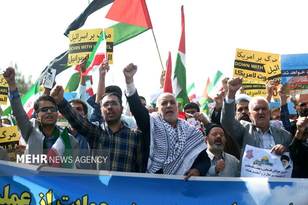 راهپیمایی مردم بیرجند در حمایت از فسلطین