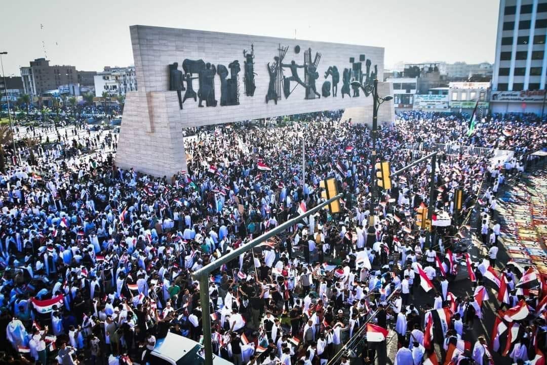 حضور پرشور حامیان فلسطین در میدان التحریر بغداد+فیلم