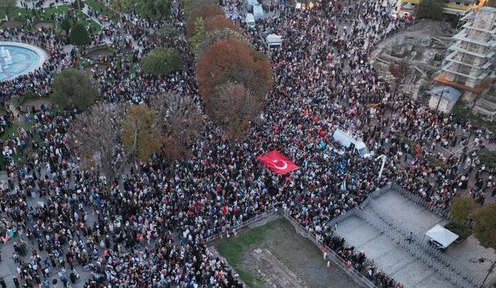 تظاهرات گسترده در استانبول ترکیه در حمایت از غزه+ تصاویر و فیلم