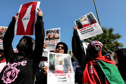 ایران کی ہلال احمر کے کارکنوں اور طبی عملے کا فلسطین اسکوائر پر احتجاج