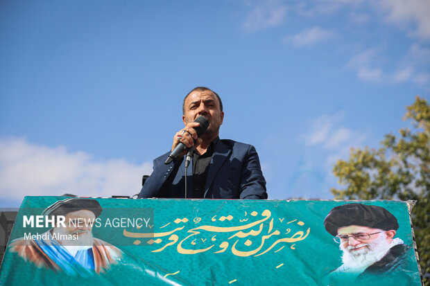 راهپیمایی مردم زنجان در محکومیت بمباران بیمارستان المعمدانی