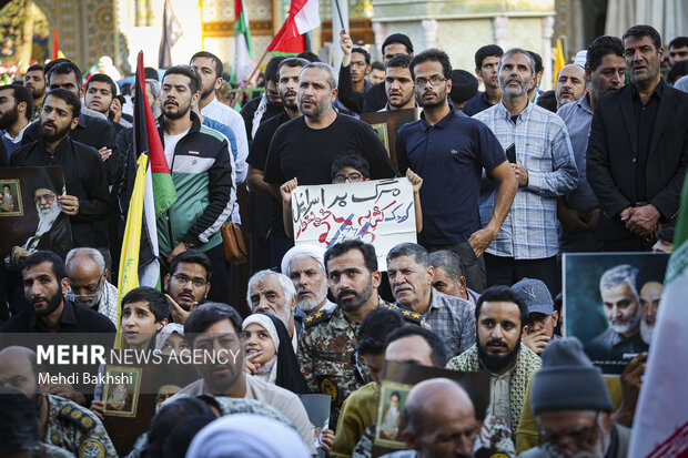 قم میں فلسطینیوں کی حمایت اور قابض اسرائیلی جنایت کے خلاف اجتماع
