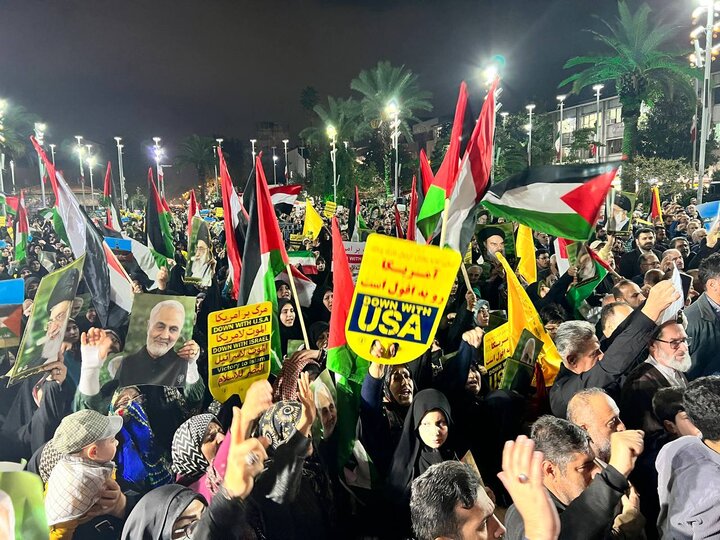 غزہ کے مظلوم عوام کی حمایت میں ایرانی شہر رشت میں اجتماع