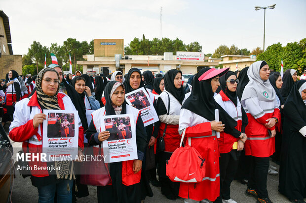 Fars Red Crescent members gathers to condemn Israeli crimes
