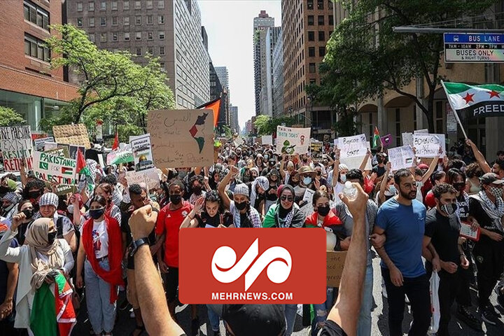 تظاهرات چند هزار نفری حامیان فلسطین در قلب آمریکا