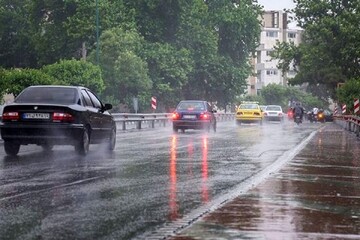 بارش باران در جاده چالوس