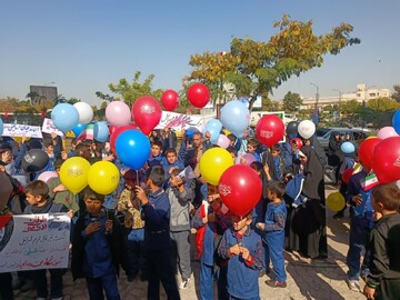 اجتماع دانش‌آموزان مشهدی در حمایت از کودکان فلسطین