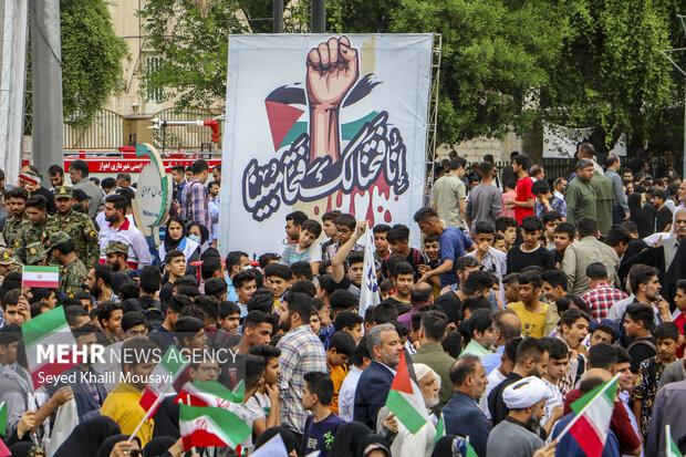 راهپیمایی مردم اهواز در حمایت از مردم مظلوم غزه