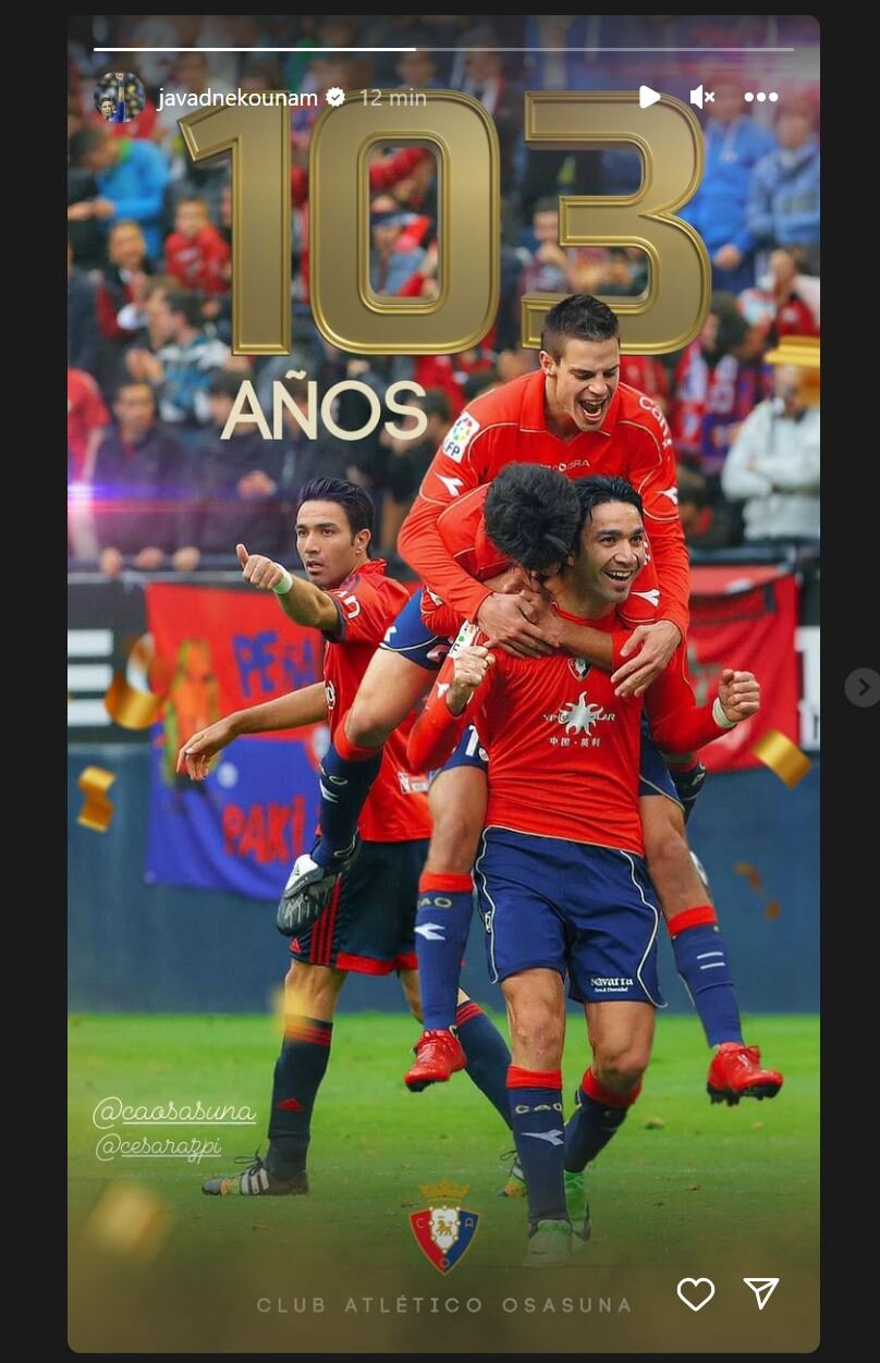 تبریک سالروز تاسیس باشگاه اوساسونا توسط جواد نکونام
