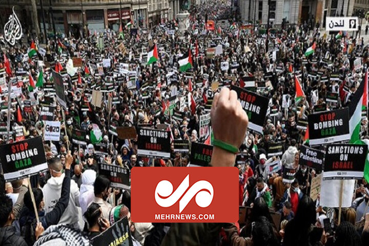 تظاهرات گسترده در مقابل محل سخنرانی بایدن در حمایت از فلسطین