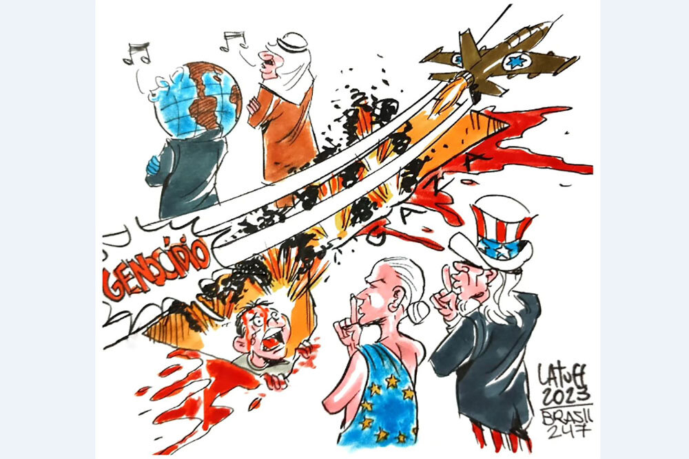 آثاری که مظلومیت «غزه» را تصویر کردند/ ذات کاریکاتور تاثیرگذاریست