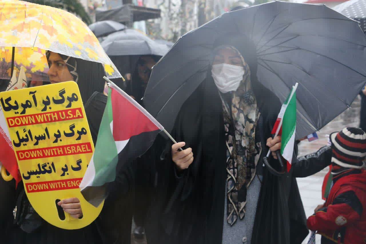 خروش بارانی مردم دیار میرزا در روز ملی مبارزه با استکبار