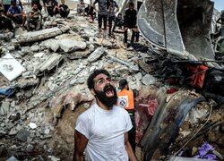 غزہ، اسرائیلی وحشیانہ بمباری کے نتیجے میں تباہی کے مناظر