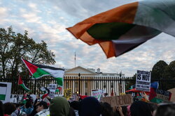 تظاهرات مقابل کاخ سفید در حمایت از مردم مظلوم فلسطین