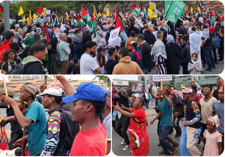 تجمع بزرگ مردم آفریقای جنوبی در حمایت از مردم فلسطین