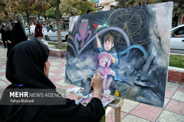 رویداد ملی نقاشی خیابانی «هنر راویان غزه» در کرمانشاه