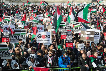 Pro-Palestinian protesters marched on London’s Oxford Street