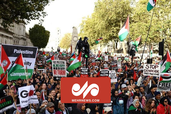 راهپیمایی صدها هزار نفری در لندن برای محکومیت جنایات صهیونیستها