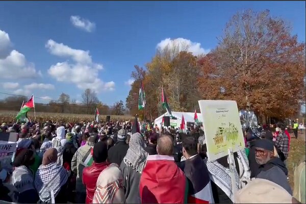 تظاهرات مقابل خانه بایدن در اعتراض به جنگ غزه+ فیلم