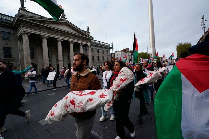 راهپیمایی گسترده ایرلندی‌ها در حمایت از مردم فلسطین+فیلم و تصاویر