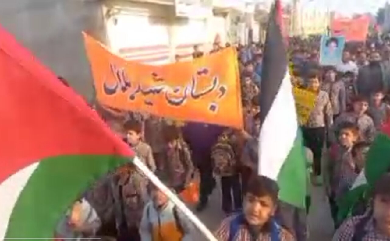 راهپیمایی مردم بردخون در حمایت از کودکان فلسطینی