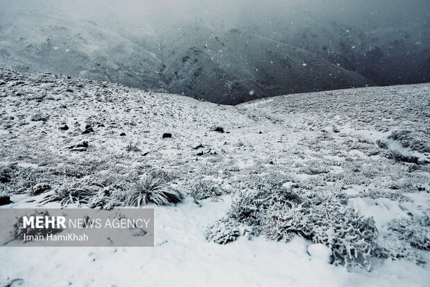 ایرانی صوبہ ہمدان میں موسم سرما کی پہلی برف باری
