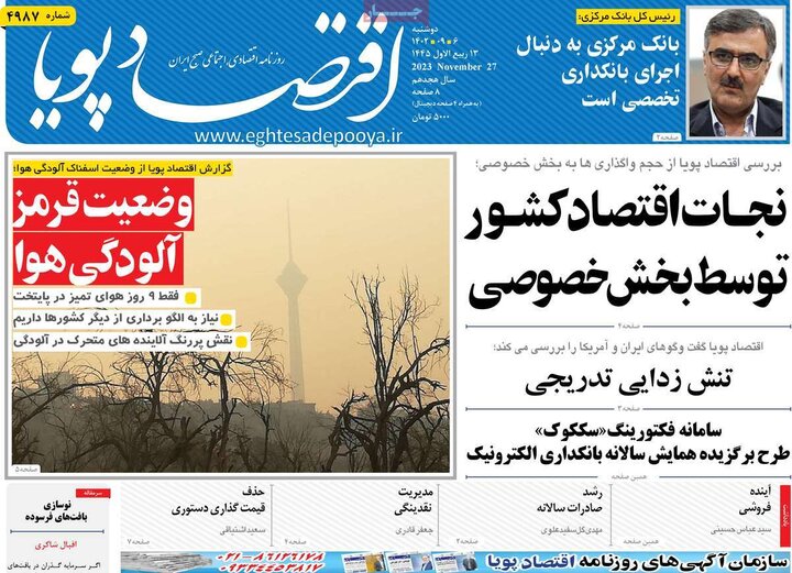 روزنامه‌های اقتصادی دوشنبه ششم آذر ۱۴۰۲