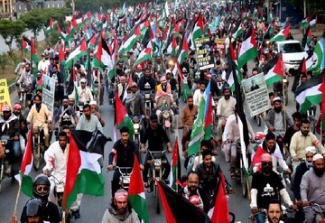 پاکستانی شہر کراچی میں فلسطینیوں سے اظہار یکجہتی کیلئے ریلی، سیاسی و سماجی شخصیات کی شرکت+ ویڈیو