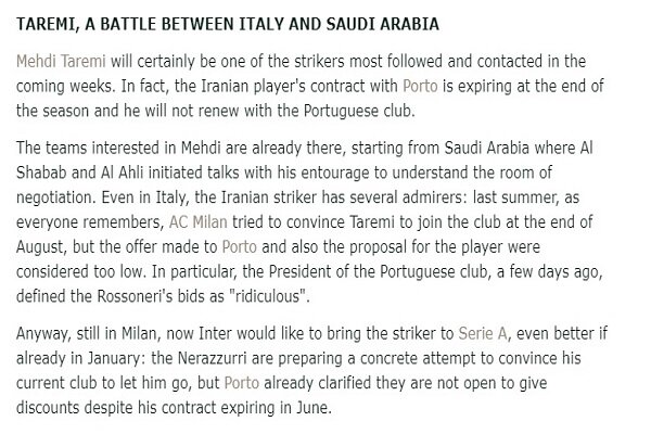 تازهترین گزارش در مورد طارمی/ مهاجم ایران در ایتالیا یا عربستان